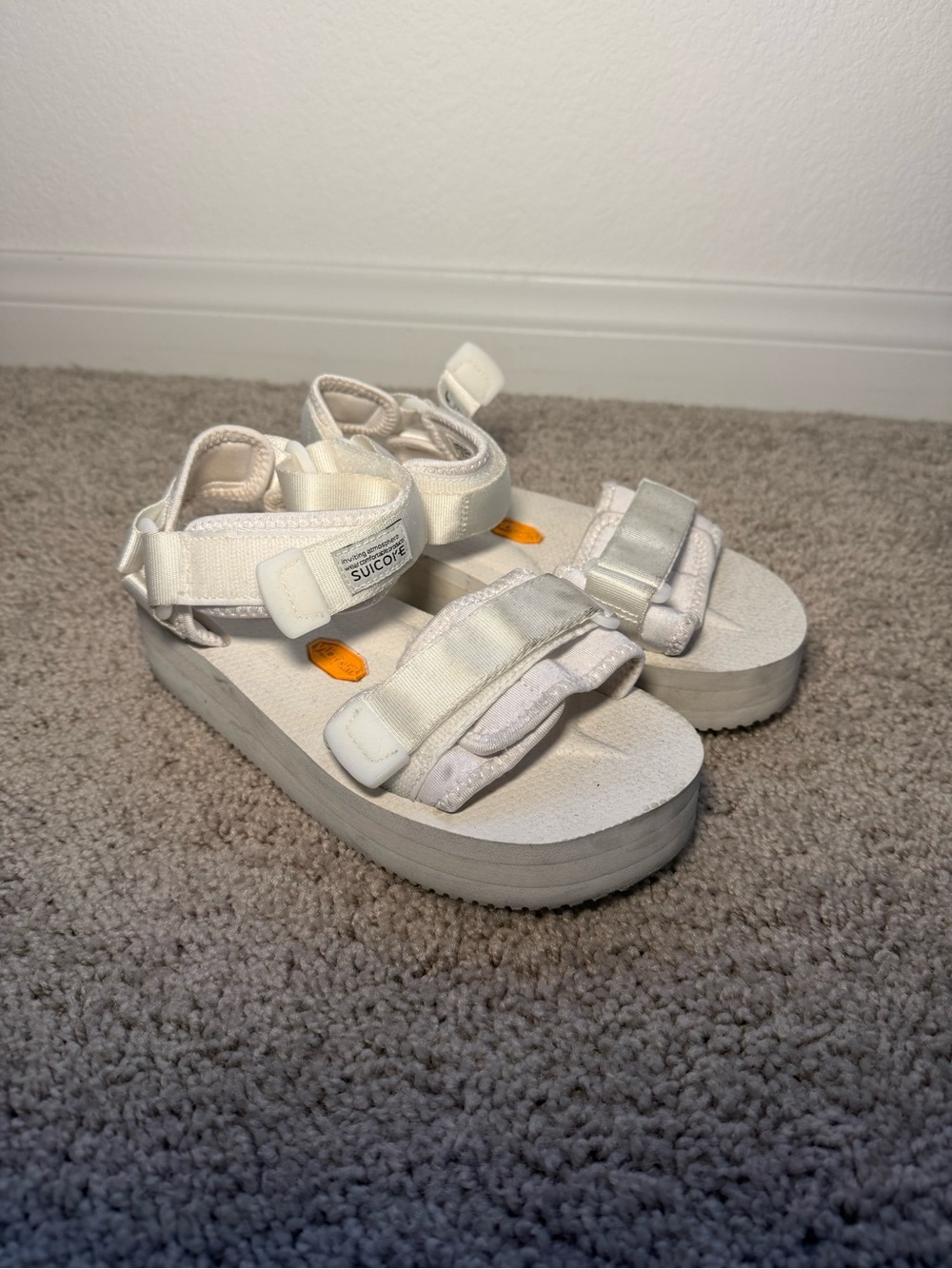 Suicoke Womens White Platform Sandals